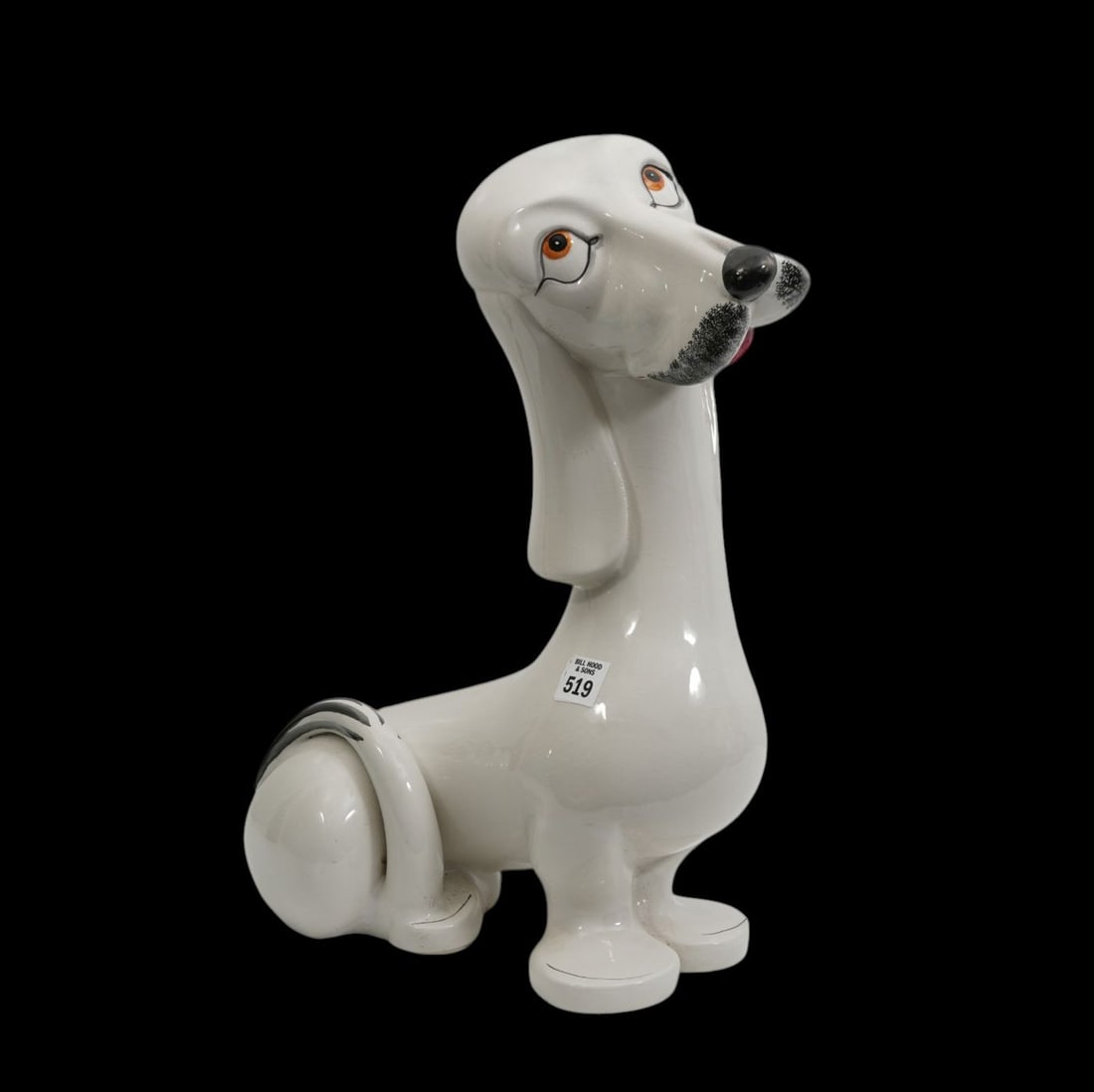 Whimsical Italian White Ceramic Seated Dachshund, 16"hx 13"w x 18"d (1 of 5)