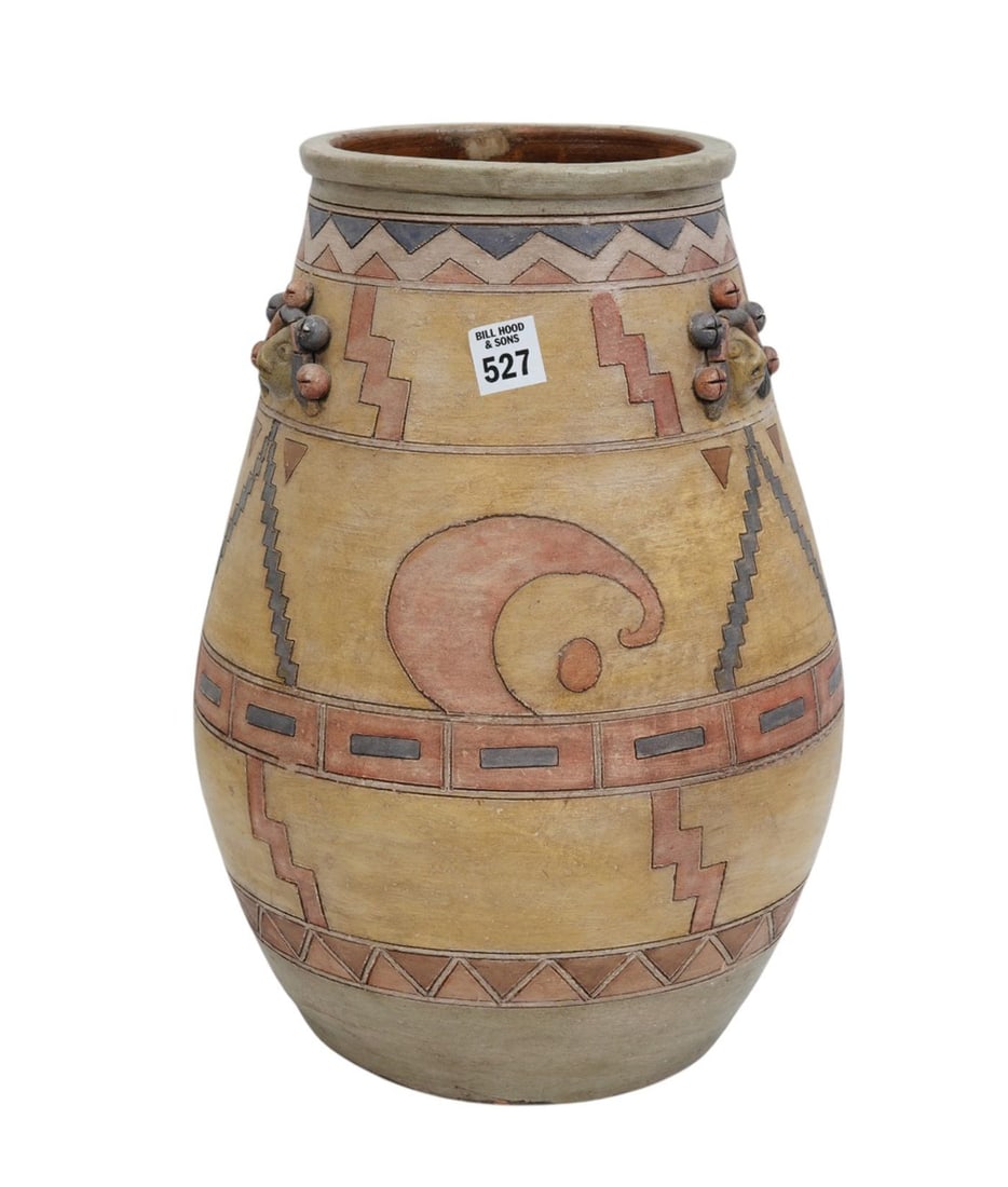 Inca Inspired Clay Pottery Vessel, 15 1/2"h x 7"w (1 of 8)