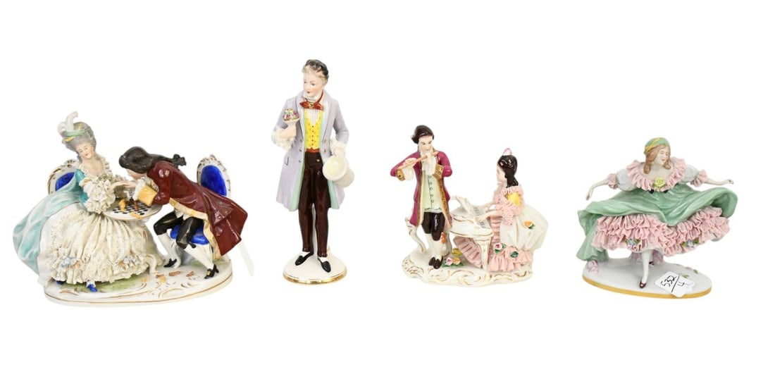 4 Dresden Germany Figurines, Largest 8"H x 8"w (1 of 13)