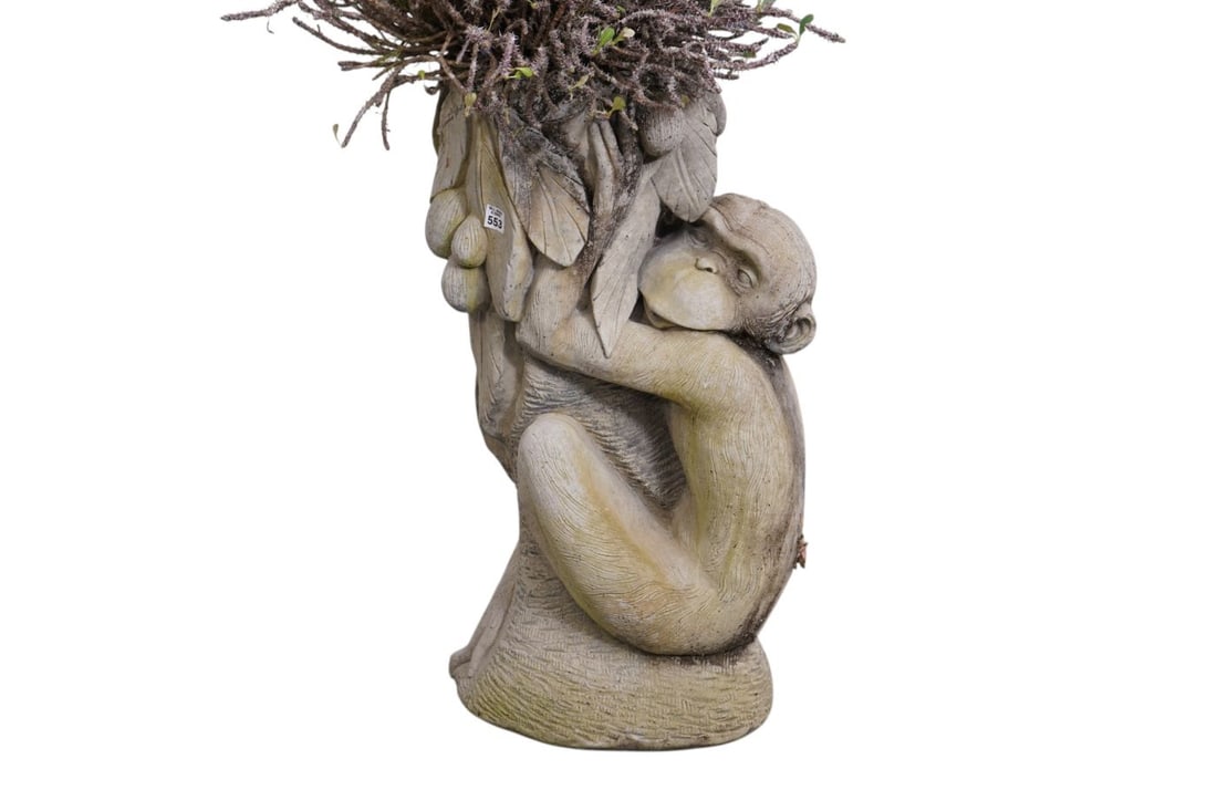 Cement Seated Monkey Planter, 29"h - 2
