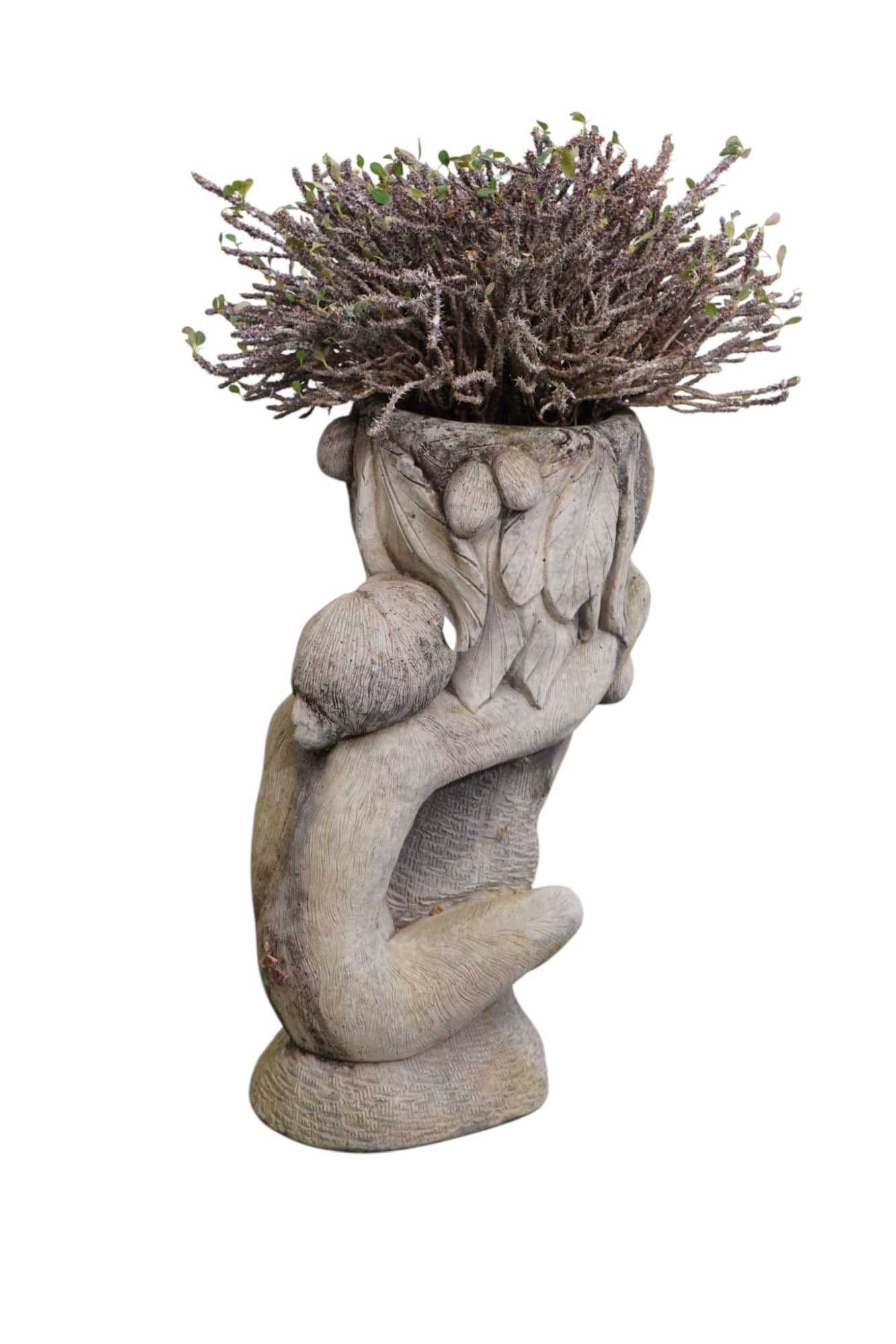 Cement Seated Monkey Planter, 29"h - 3