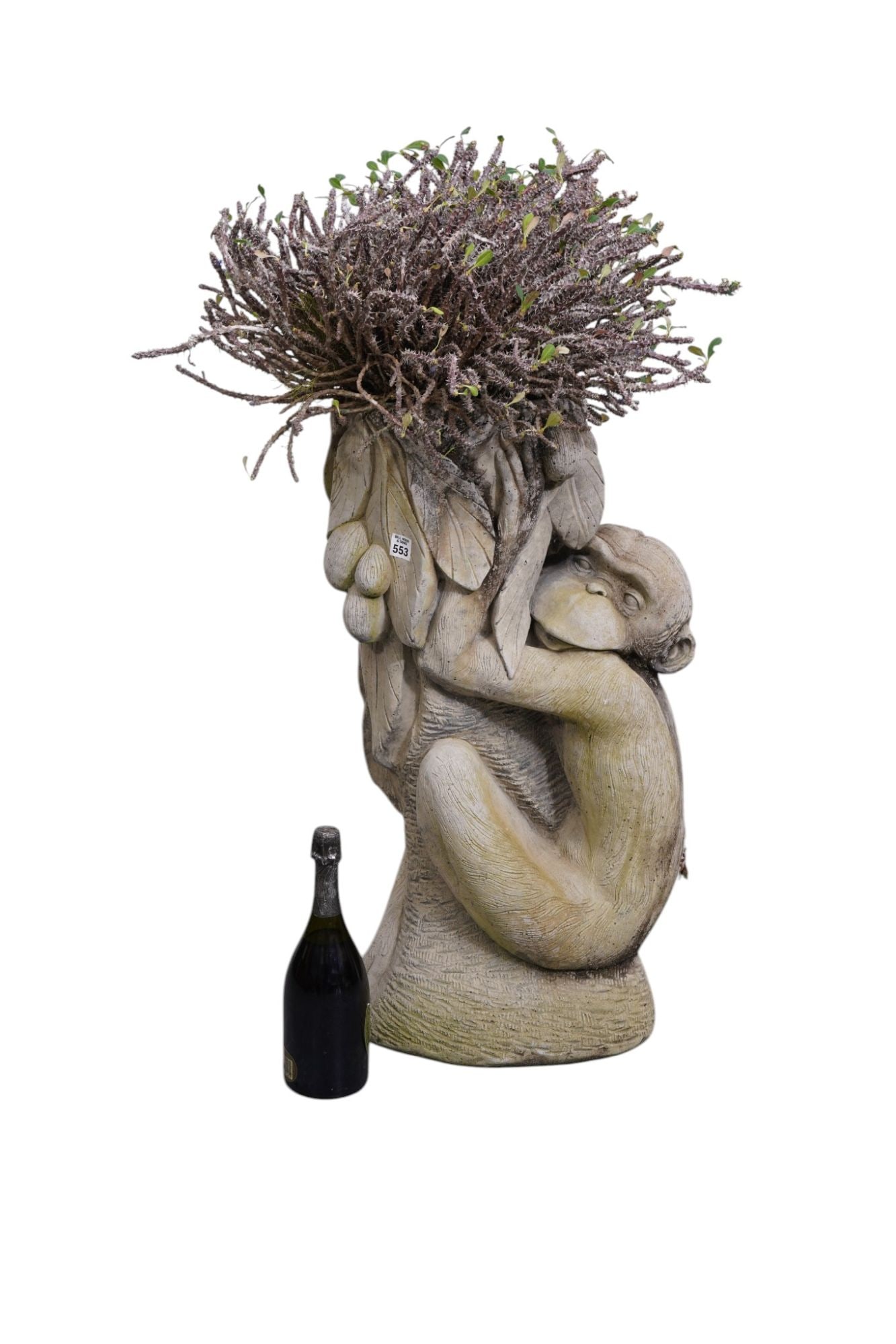 Cement Seated Monkey Planter, 29"h - 5