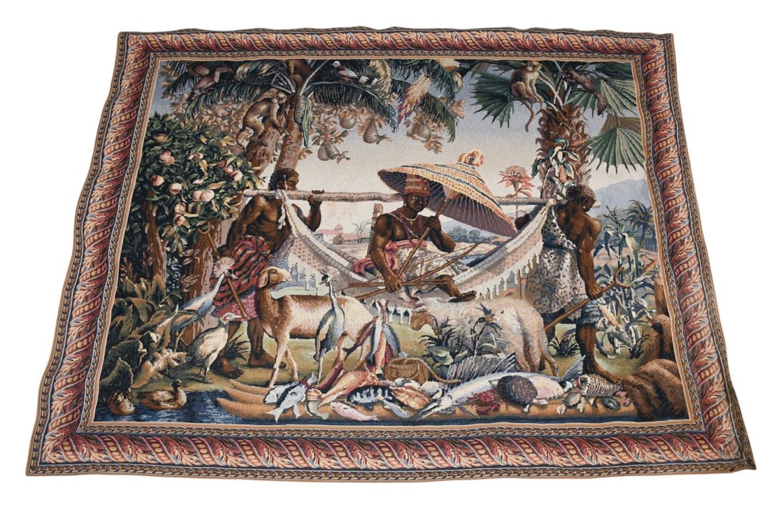 Flemish Tapestry, (Flanders Tapestries Made in Belgium) "Island Paradise" 5.2 feet x 6.7feet. (1 of 10)