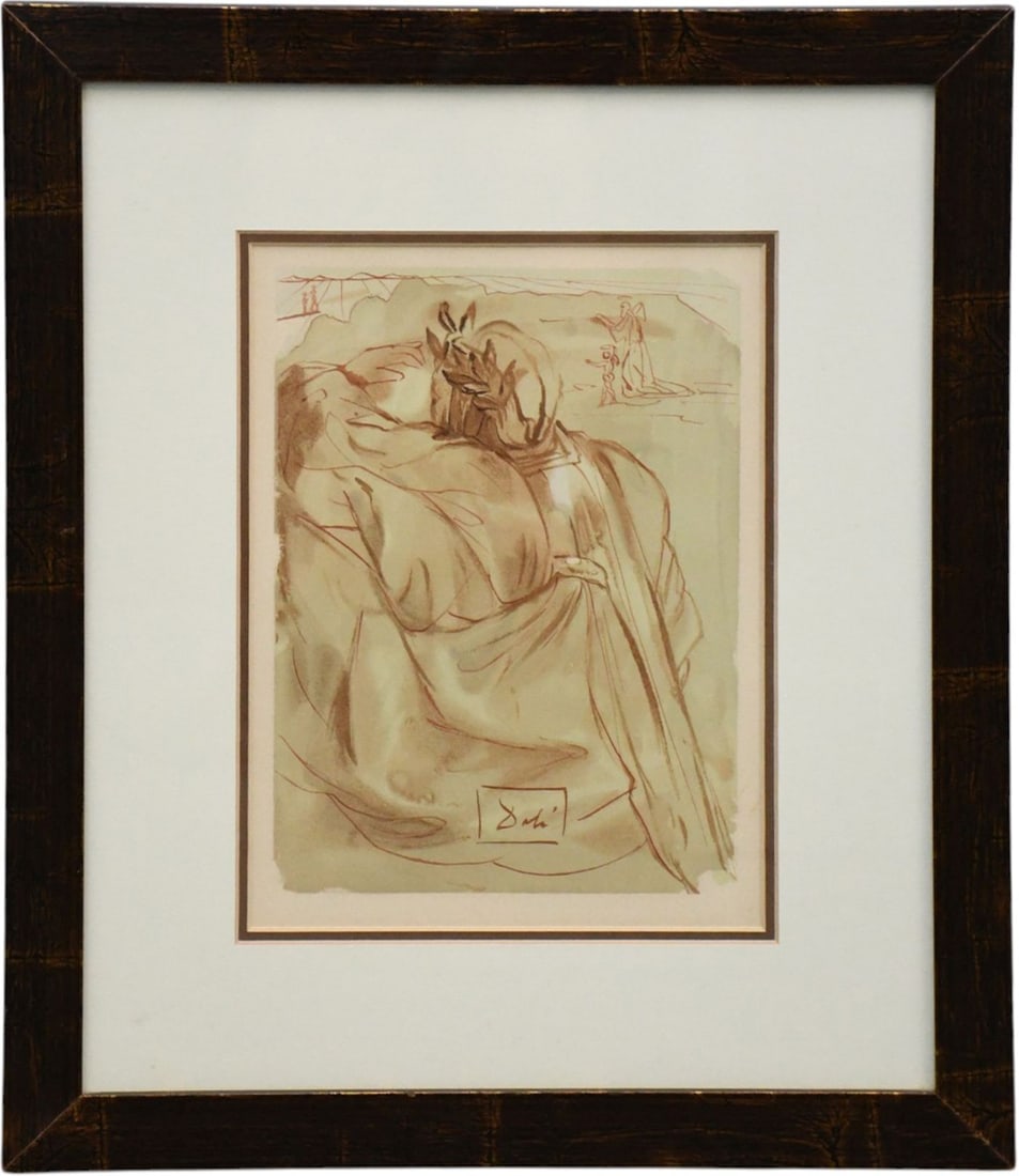 Salvador Dali's "Purgatory". Woodblock print, matted and framed under glass. Image- 10-3/4 x 7-3/4: Salvador Dali's "Purgatory". Woodblock print, matted and framed under glass. Image- 10-3/4 x 7-3/4 in ches. Frame- 18 x 15 inches.