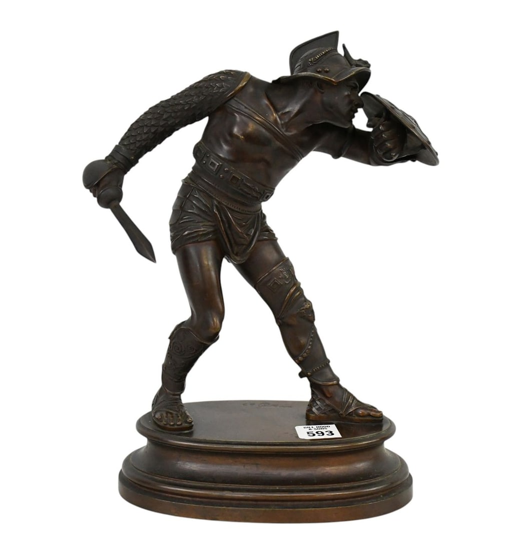 Emile Guillemin (French, 1841-1907) Bronze Gladiator Sculpture, 13"h x 8"w (1 of 7)