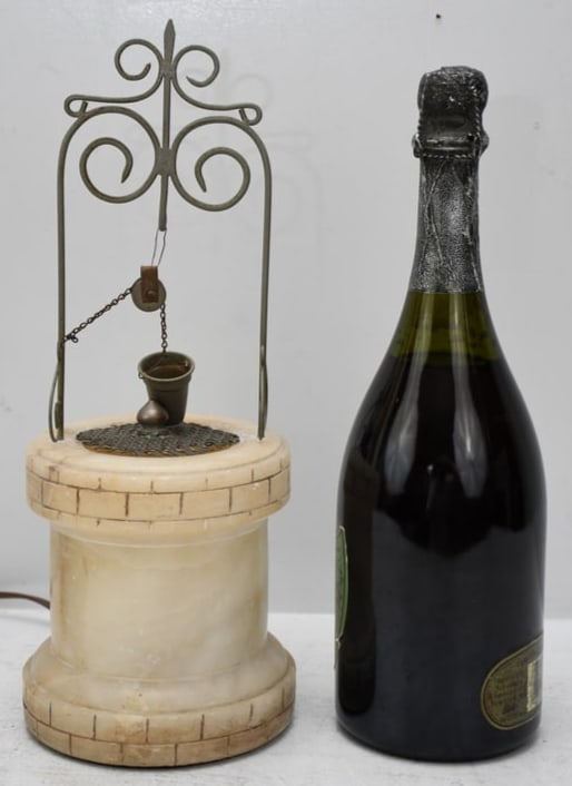 Antique Alabaster Well form light 12" high x 5" dia: Antique Alabaster Well form light 12" high x 5" dia