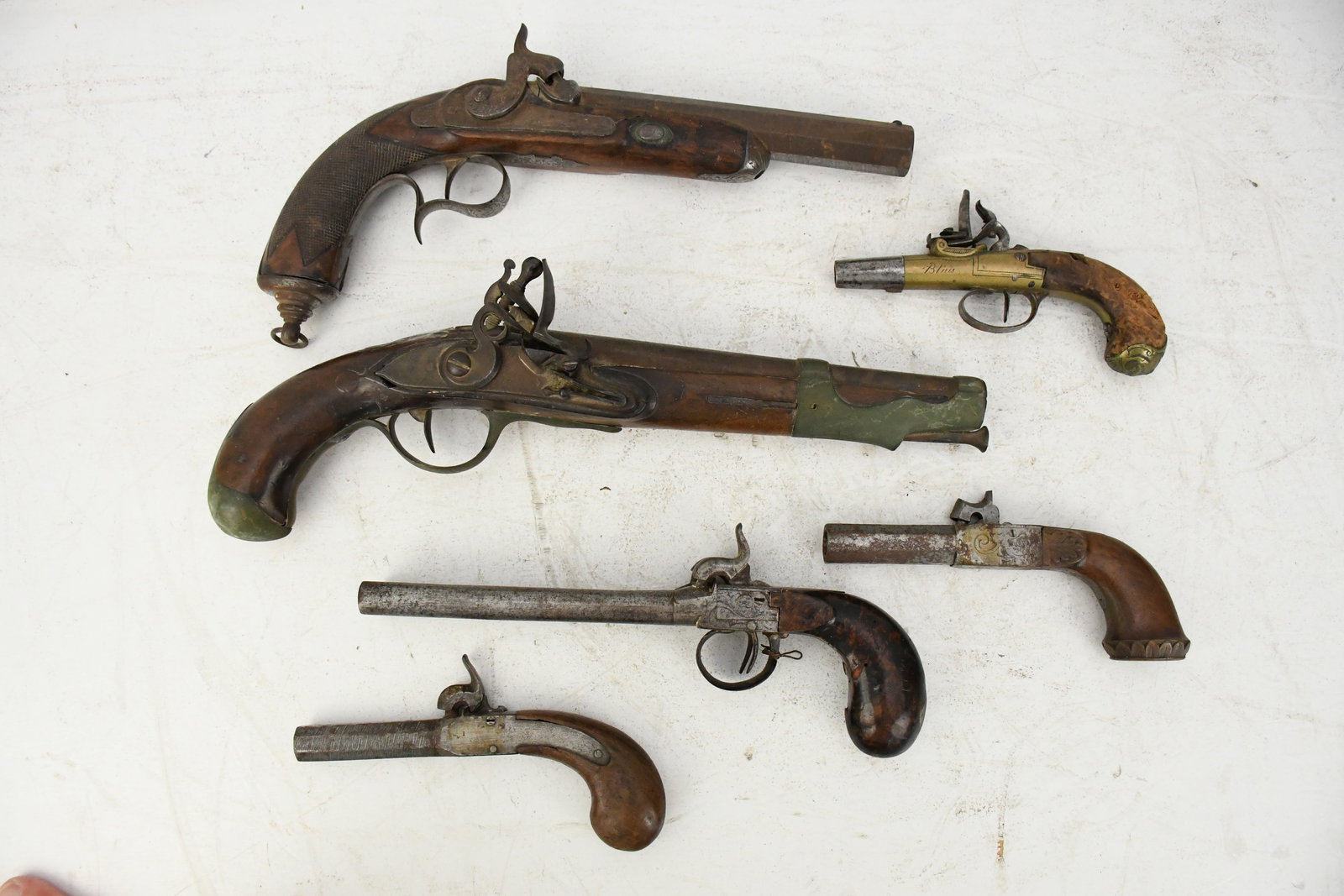 Group of Antique Pistols Largest 14.5" x 5" Smallest 6.5" x 4" (1 of 13)