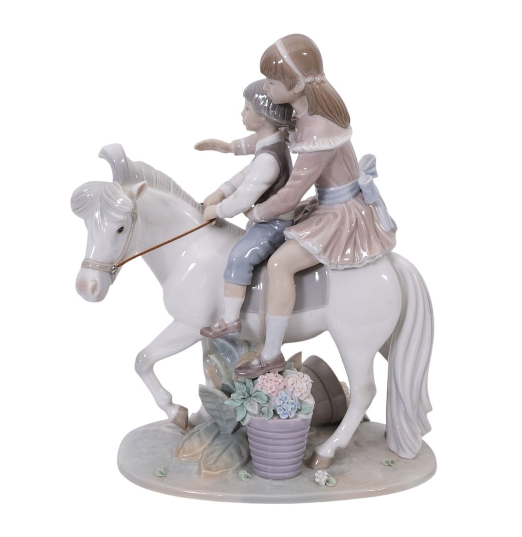 Lladro "Pony Ride" Porcelain Figurine 11" h x 9" w x 5.5" d (1 of 6)