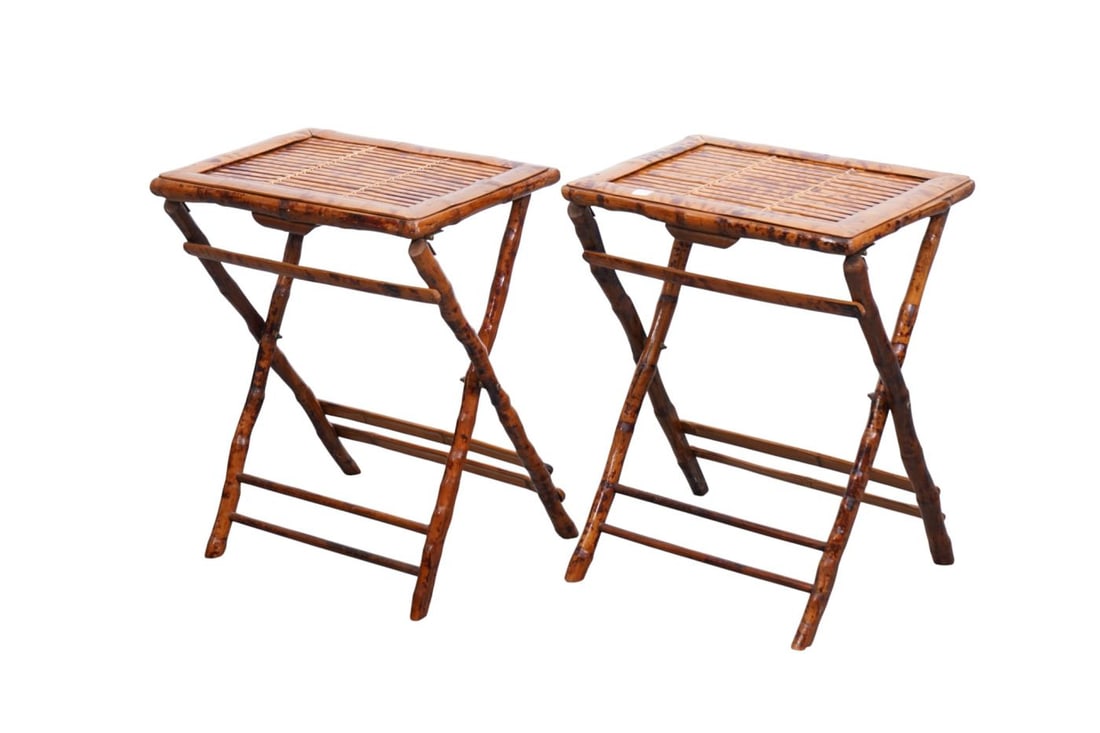 Pair of folding Bamboo tables (1 of 3)