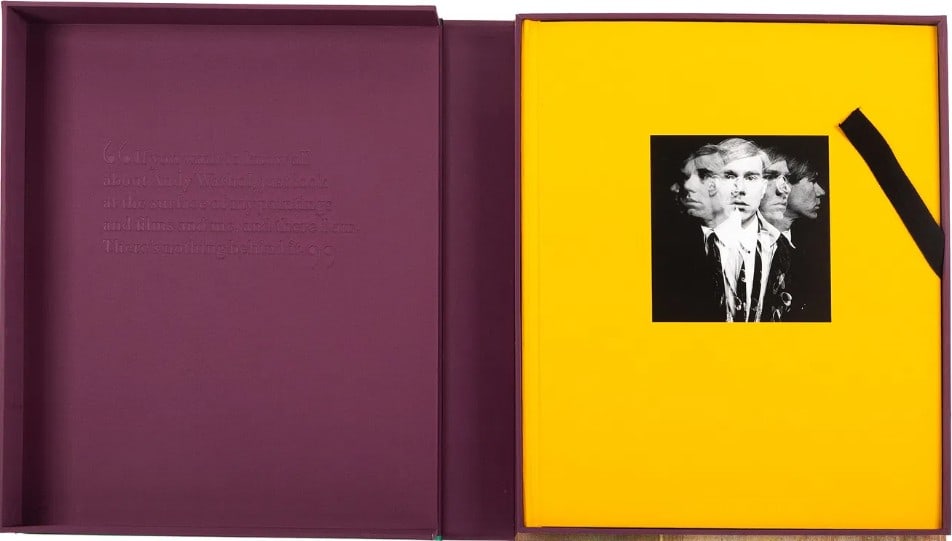 Andy Warhol: The Impossible Collection: Collector's Edition. Folio in clamshell case. Pictorial cloth boards stamped in silver. Colour illustrations throughout. In original cardboard box approx. 20 x 16 x 3 inches. Author: Eric Shiner, Publ