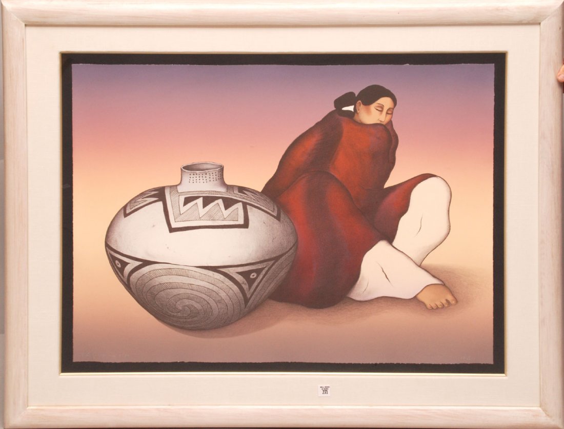 R. C. GORMAN (AMERICAN, 1932-2005) Lithograph, edition: R. C. GORMAN (AMERICAN, 1932-2005) Lithograph, edition 185/200. Pencil signed LL. Frame: 26" x 35"