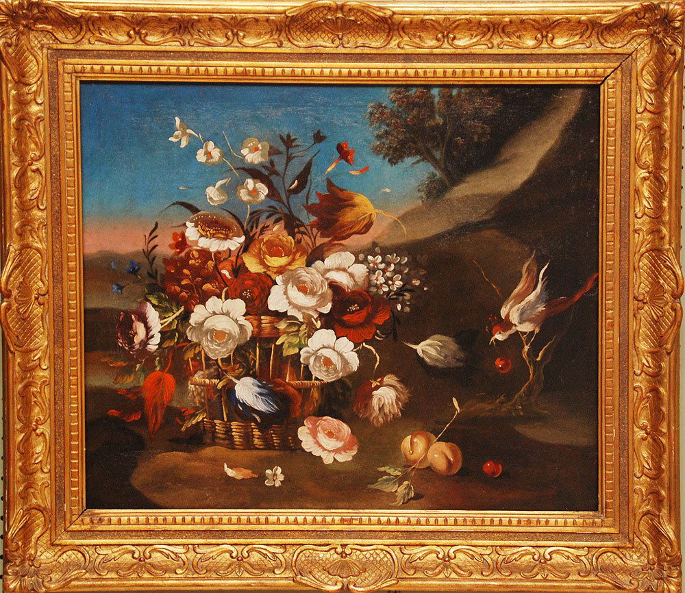 19th Century Dutch School, oil on canvas, Floral Still: 19th Century Dutch School, oil on canvas, Floral Still Life, painting size 22-1/4" x 26-1/4" , gilt frame