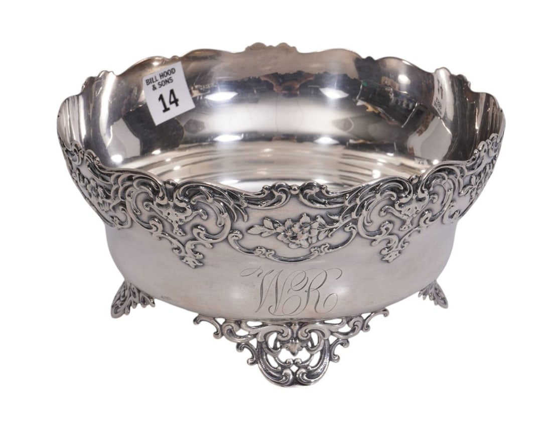 Sterling Silver Footed Fruit Bowl, 17 ozt, 4"h x 8"dia (1 of 9)