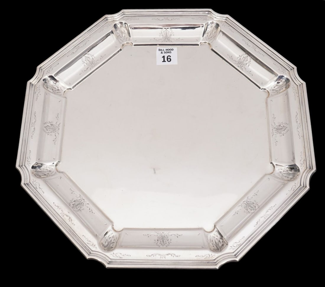Bailey Banks & Biddle Sterling Silver Octagonal Tray, 27 ozt, 12 3/4"dia (1 of 7)