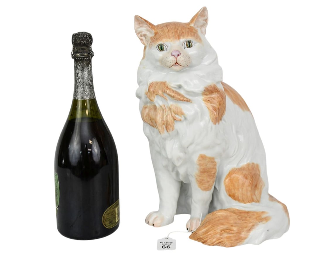Dresden Porcelain seated calico cat, 13 inches tall x 9 inches wide. Overall good condition (1 of 6)