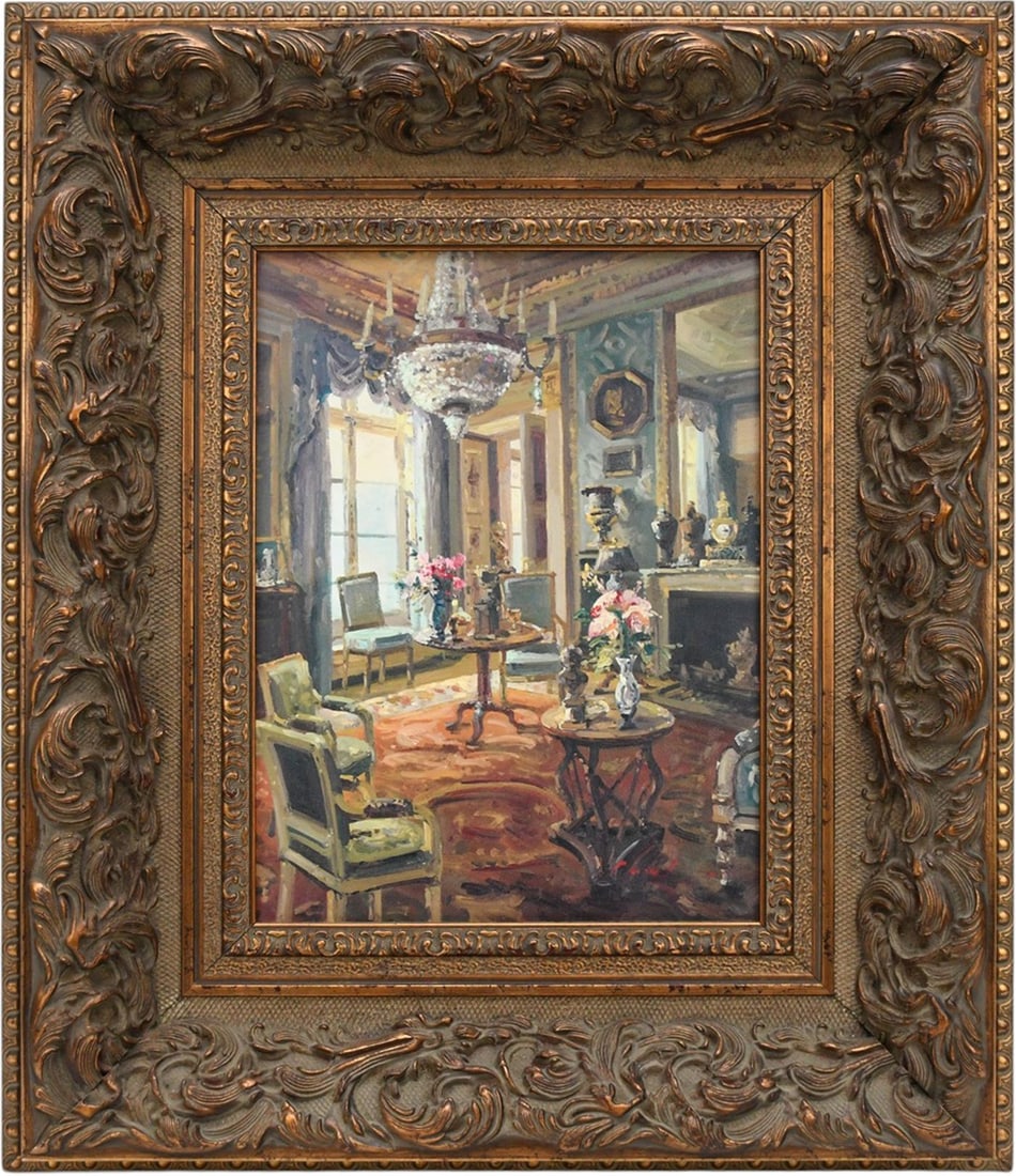 20th Century Decorative, Fancy Interior Painting, oil on board, Painting 16 x 12 inches, Overall (1 of 7)