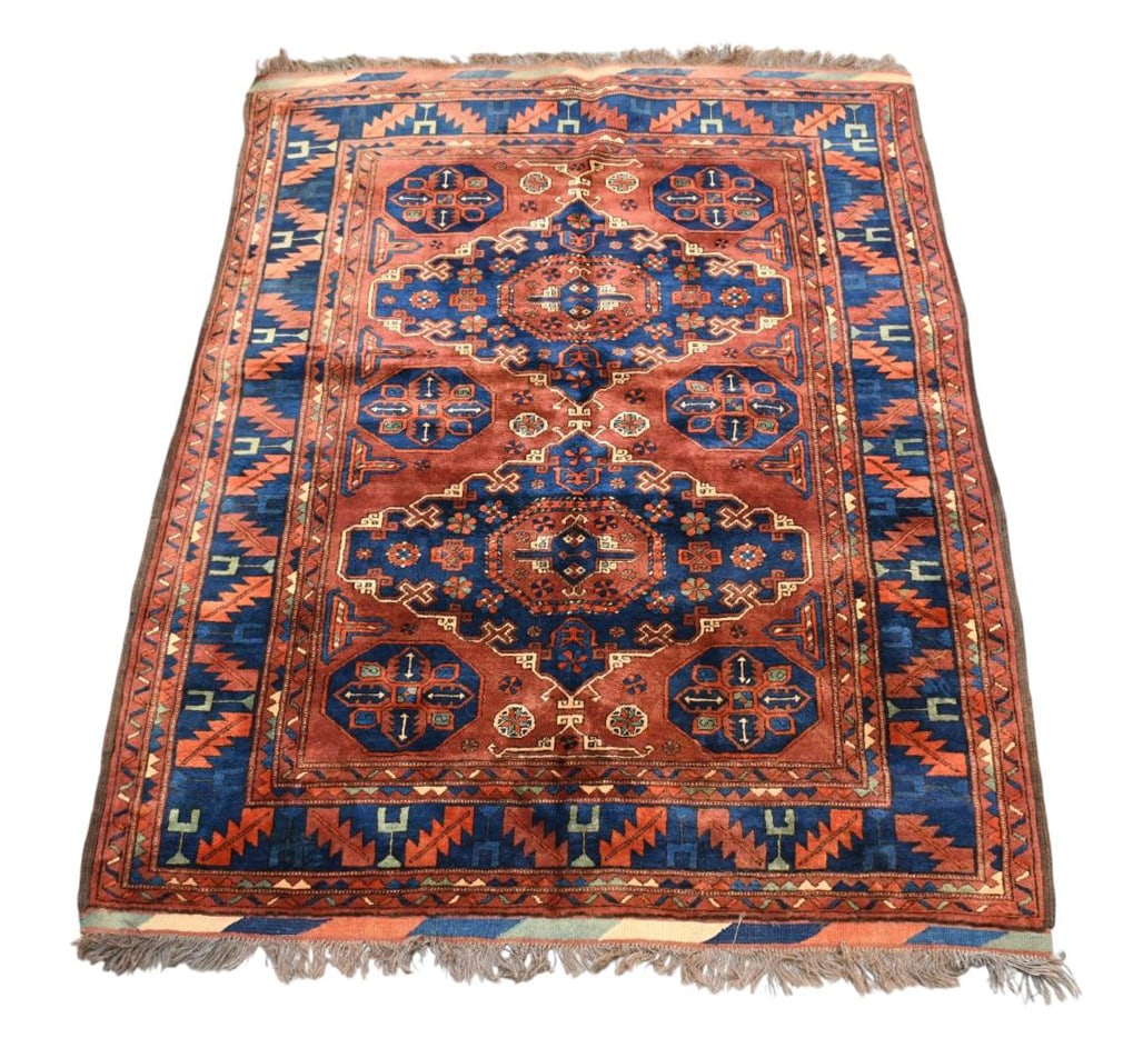 Tribal Rug / Carpet Blues & Browns, 7 x 5.6 Feet.: Tribal Rug / Carpet Blues & Browns, 7 x 5.6 Feet.