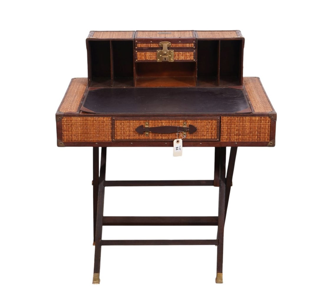 2 Pc. Traveling & Portable Desk on Stand, Woven & Leather Type Trim, Label Stiles Outfitters ***If: 2 Pc. Traveling & Portable Desk on Stand, Woven & Leather Type Trim, Label Stiles Outfitters***If this item is not picked up by the Friday following the auction, it will be moved to offsite storage