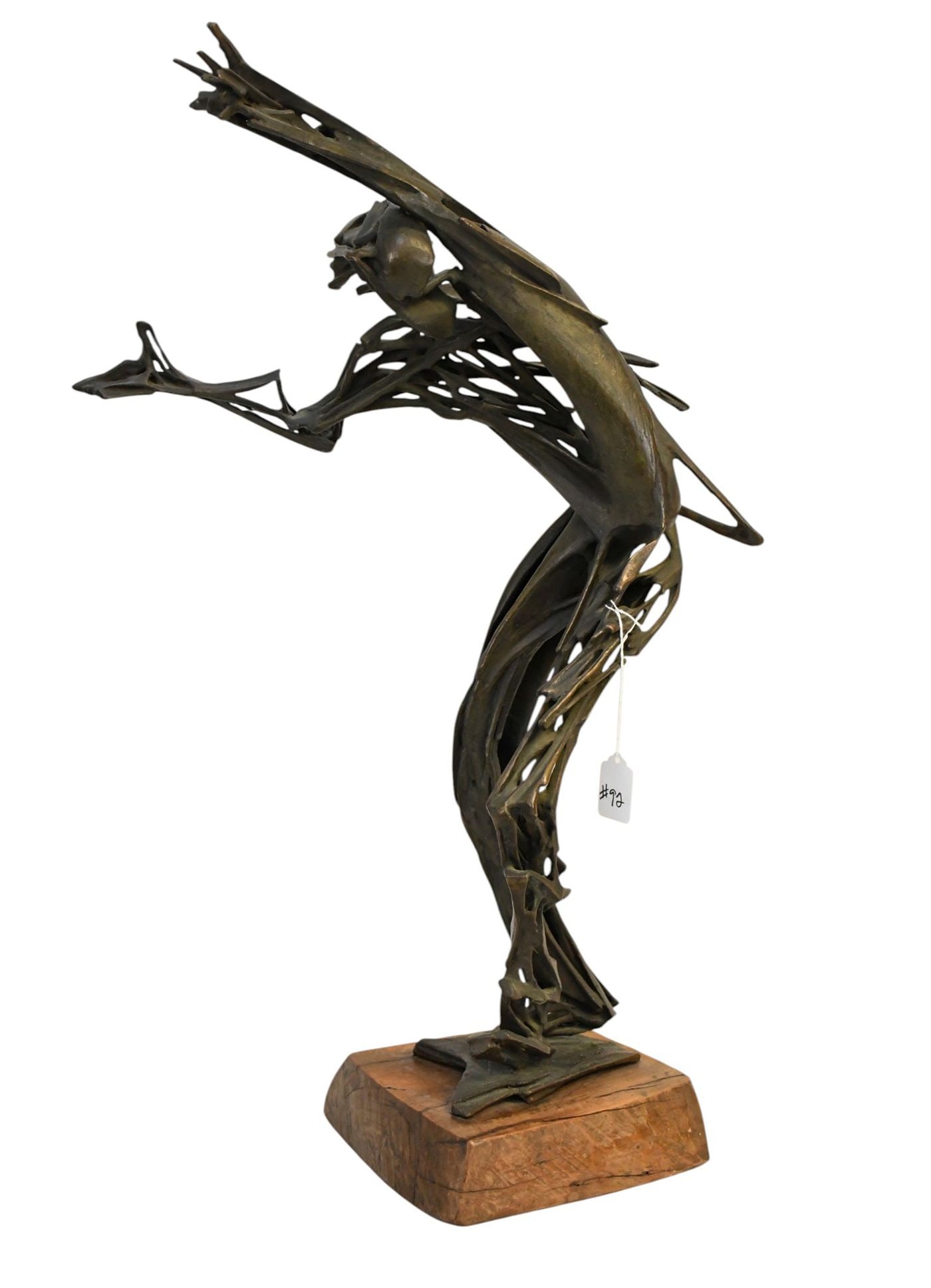 Robert Cook (1921-2017), Abstract Dancing Figure, brutalist bronze on a wood plinth, 27 inches. Tall: Robert Cook (1921-2017), Abstract Dancing Figure, brutalist bronze on a wood plinth, 27 inches. Tall x 17 wide. Signed R. Cook