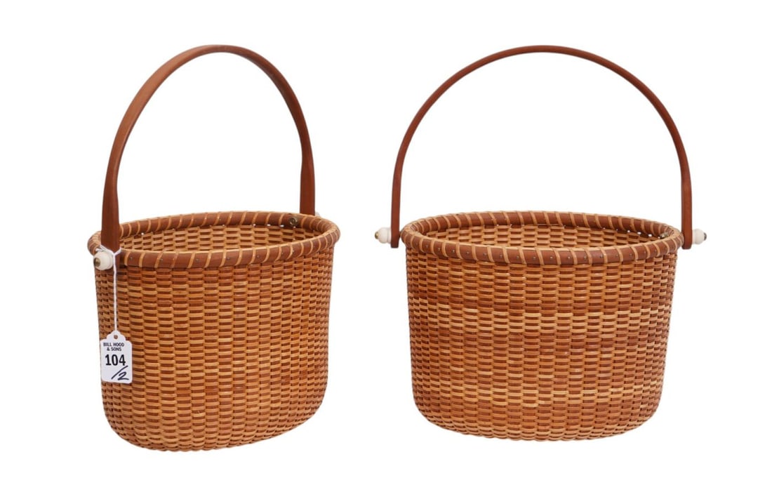 2 Nantucket Style Light Ship Baskets, Signed Virginia Maker "Studio Niche", 7 1/4"h (not incl. (1 of 6)