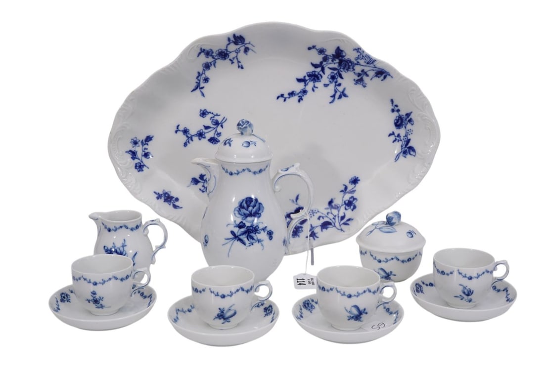 Vintage Furstenberg Lottine Blue & White Porcelain Demitasse Tea Set With Almost Matching Ironstone (1 of 5)