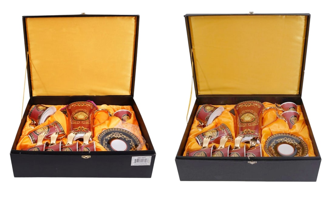 2 Versace by Rosenthal Porcelain Tea Sets, "Medusa Pattern" in Original Boxes, Each Box Incl; (1 of 13)