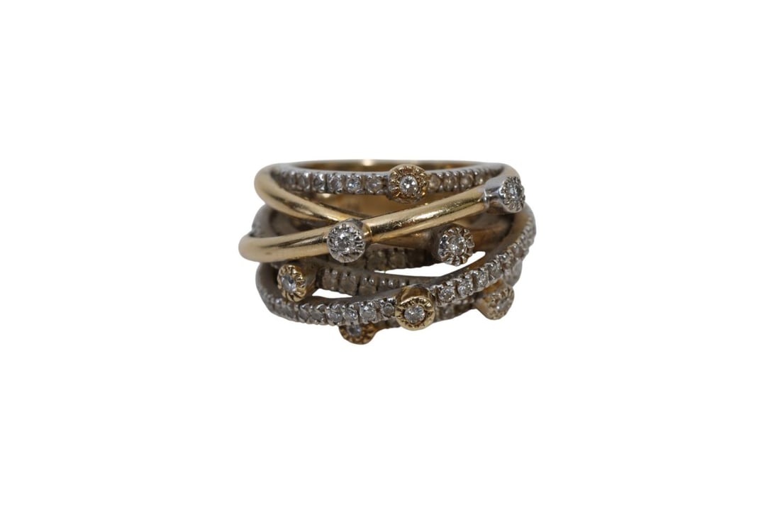 14K yellow Gold Criss Cross Diamond Ring. Size 4.5 wt. 13.8 grams *Payment Must Fully Clear Before: 14K yellow Gold Criss Cross Diamond Ring. Size 4.5 wt. 13.8 grams*Payment Must Fully Clear Before Item Will Be Released*
