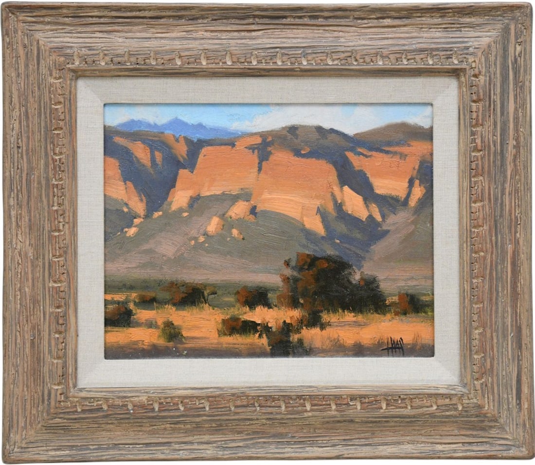 Tom Haas (Arizona b. 1952) oil on wood panel, Red Canyon-2006. Chaco canyon, New Mexico. Pntg. 11 x (1 of 8)