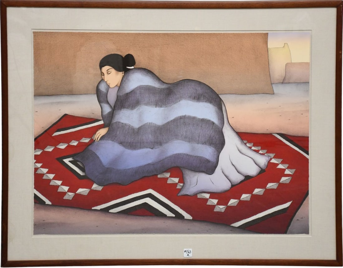 R.C. Gorman (Native American, 1931-2005) Red Blanket- 1985. Color Lithograph on Arches paper, hand (1 of 5)