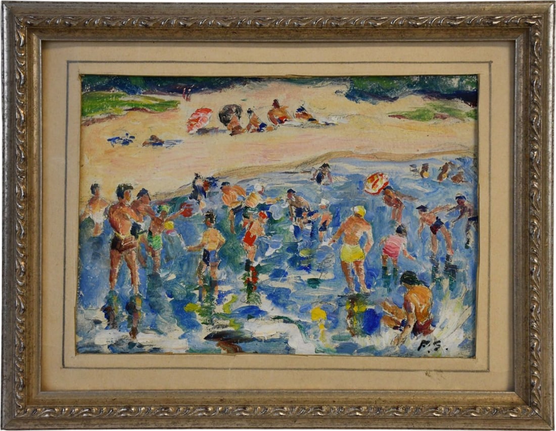 Francesco Spicuzza (American, 1883-1962) oil on board, Bradford Beach, 7.5 x 9.5 inches. Provenance: (1 of 4)