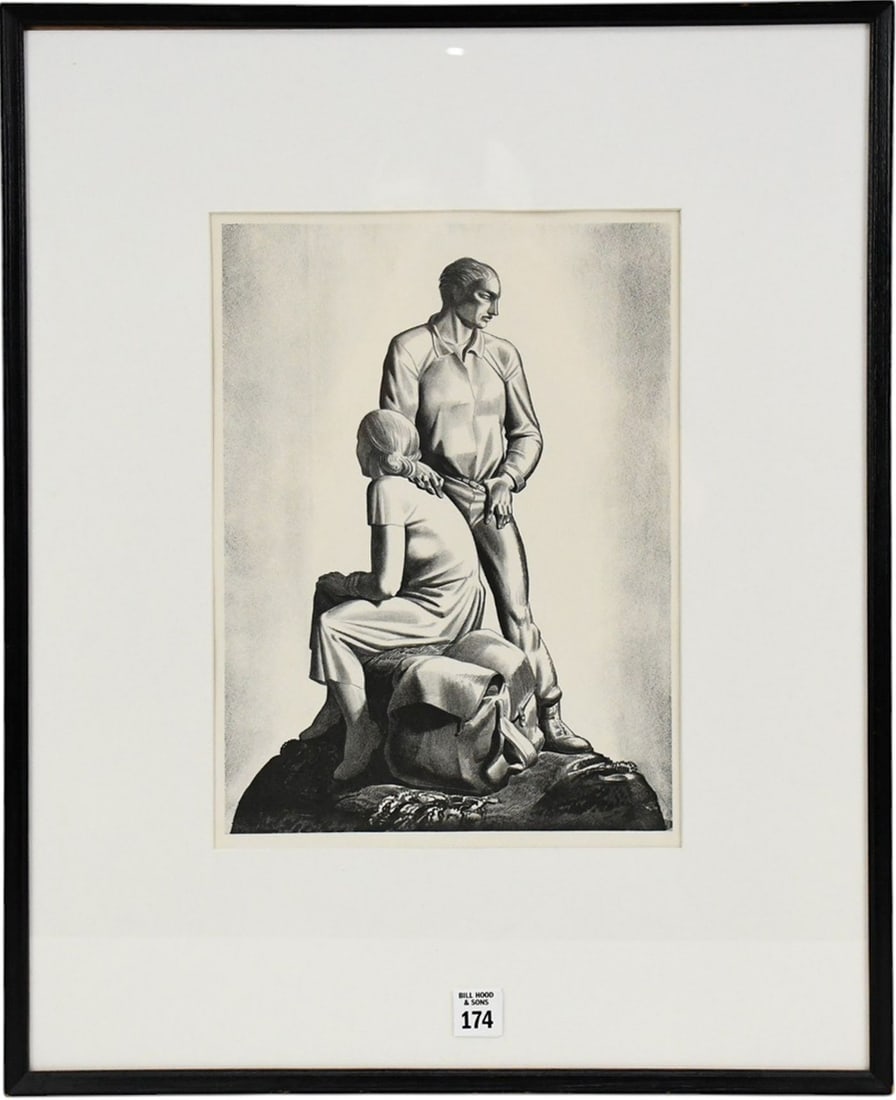Rockwell (American 1882-1971) Lithograph, "And Now Where?" -1936. sight size 13-3/4 inches x 9-3/4 (1 of 5)