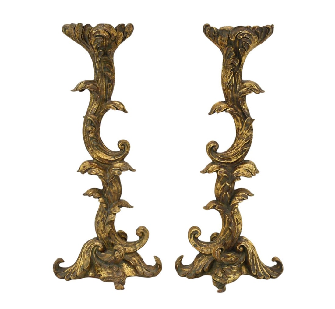 Pair Decorative Rococo Style Candleholders, 18"h x 8"w (1 of 6)