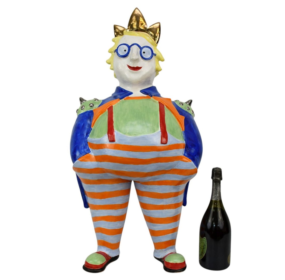 Pottery Comic Clown Figure Sculpture, 30 1/2"h x 17"w (1 of 9)
