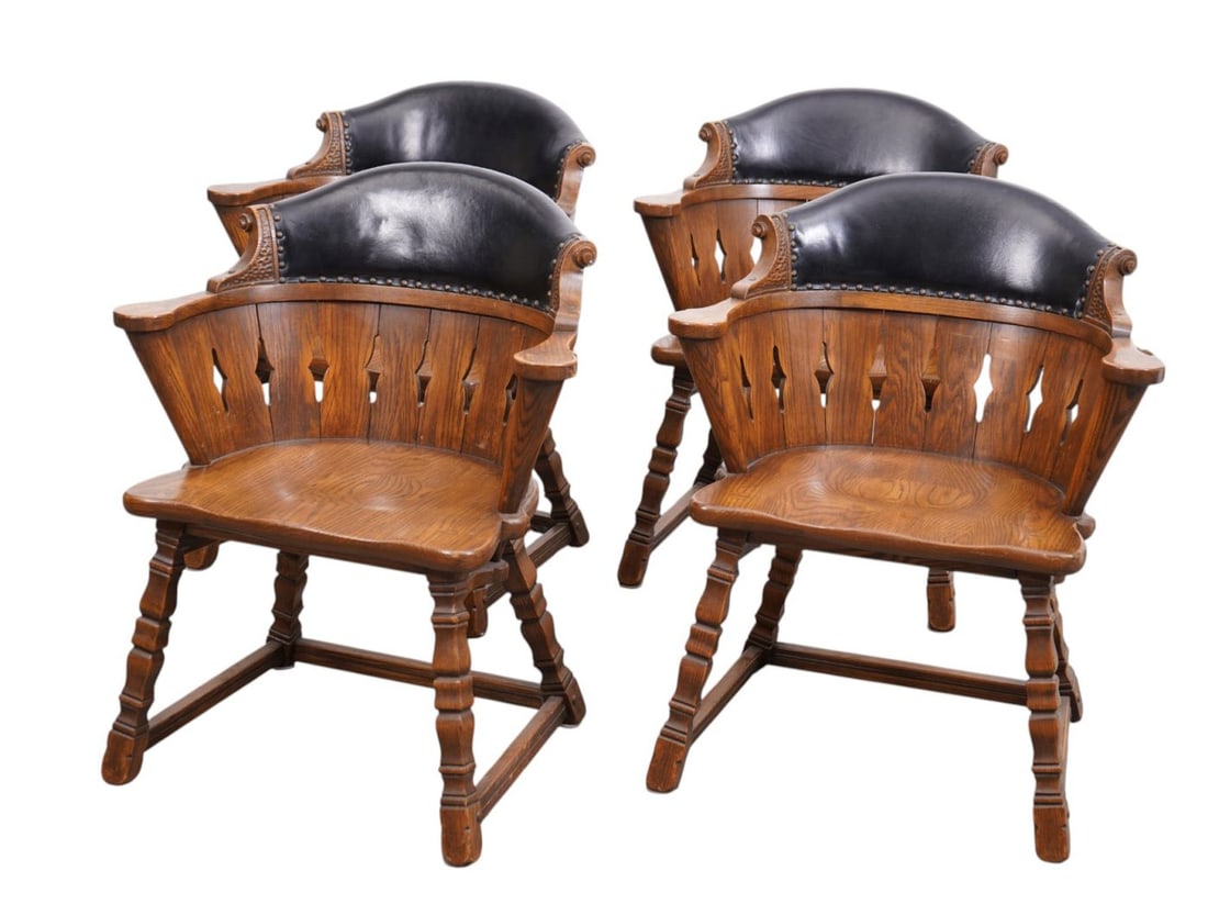 4 Vintage Viking Oak Pub Style Captain Chairs ***If this item is not picked up by the Friday (1 of 10)