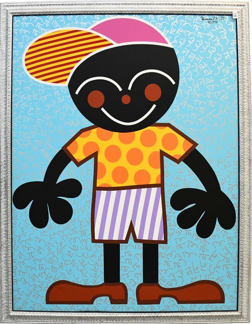 Romero Britto (Brazil, b.1963) Acrylic on canvas, young boy- 92. Untitled. signed upper right and (1 of 5)