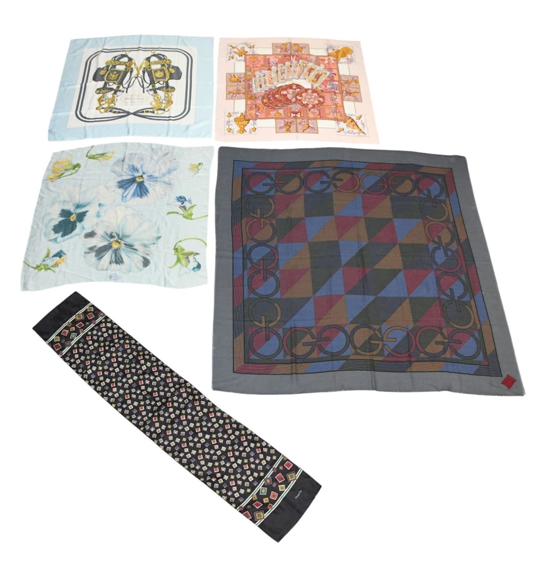 5 Scarves ,2 Hermes, 2 Gucci and a Christian Dior. First Hermes is the Bridge de Gala, originally (1 of 14)