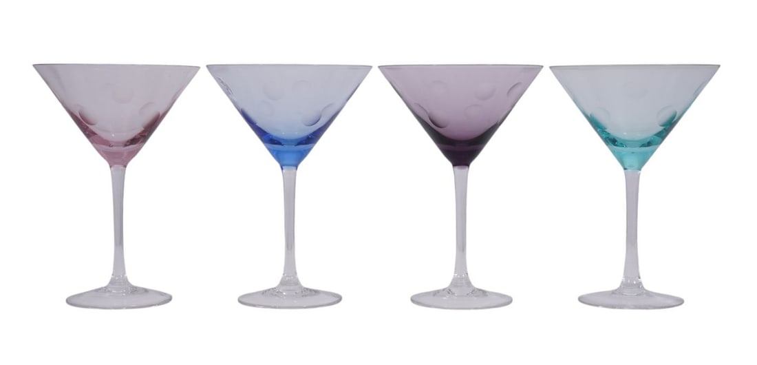 4 Assorted Colored Waterford Marquis Martini Glasses, 7 3/4"h x 5 1/2"dia (1 of 7)