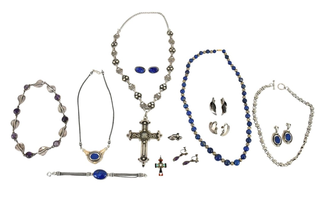 Sterling Silver Jewelry Lot. Necklaces, Bracelets, Earrings. Some Signed, Denmark, Mexico, RL. 1 (1 of 10)