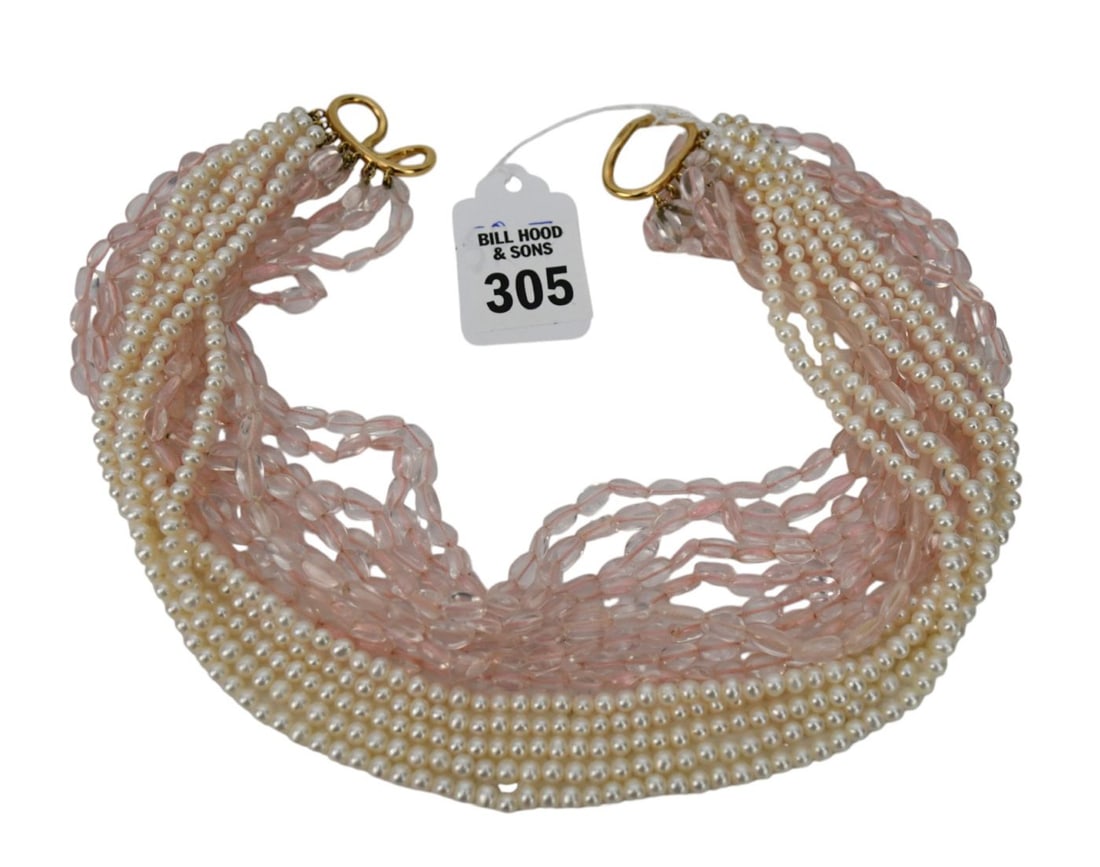 Verdura Multi Strand Necklace with 18K Yellow Gold Clasp. 16" *Payment Must Fully Clear Before Item: Verdura Multi Strand Necklace with 18K Yellow Gold Clasp. 16"*Payment Must Fully Clear Before Item Will Be Released*