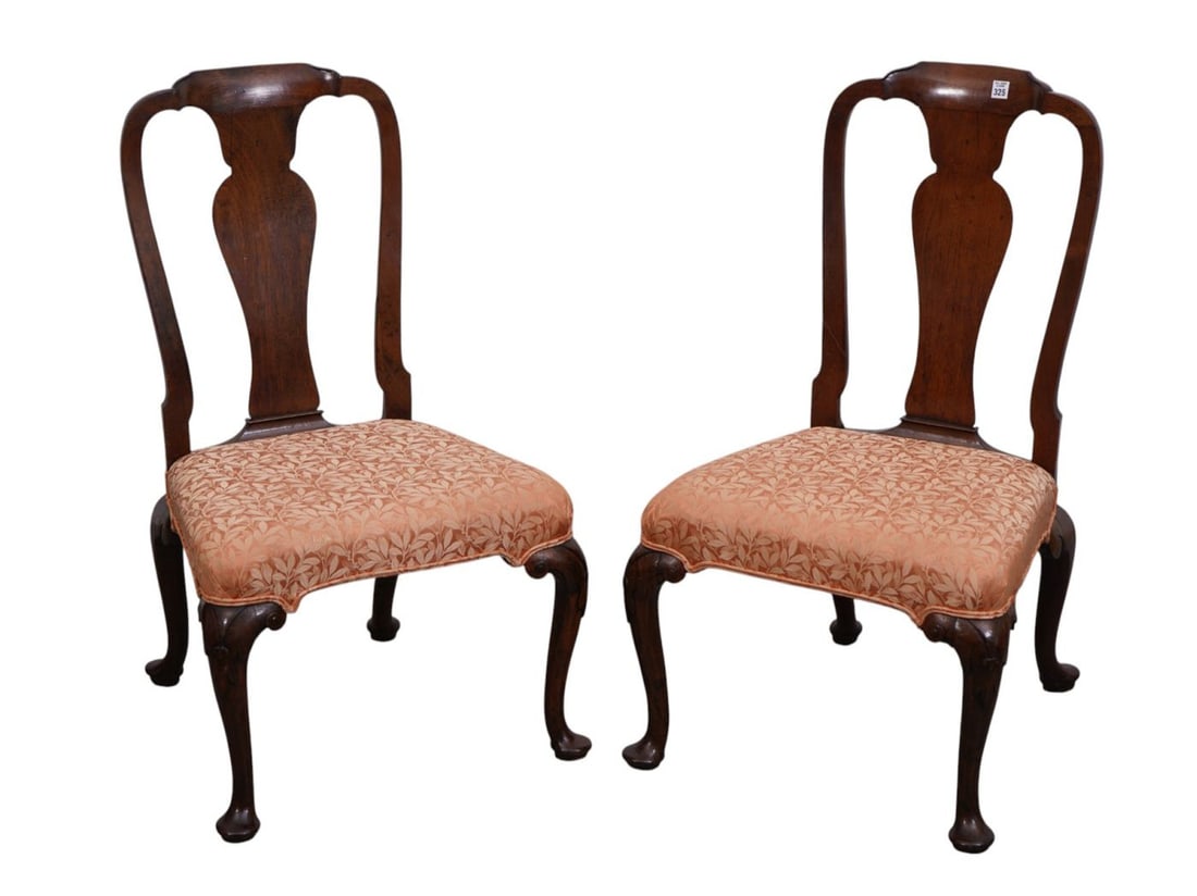 Pair Queen Anne 18th c. Chairs ***If this item is not picked up by the Friday following the auction, (1 of 8)