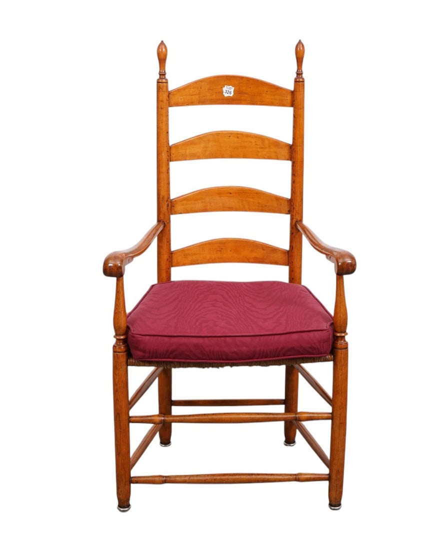 Antique Shaker Maple/Pine Ladderback Armchair with Rush Seat, 47 1/2"h x 24 1/2"w x 15 1/2"d ***If (1 of 7)