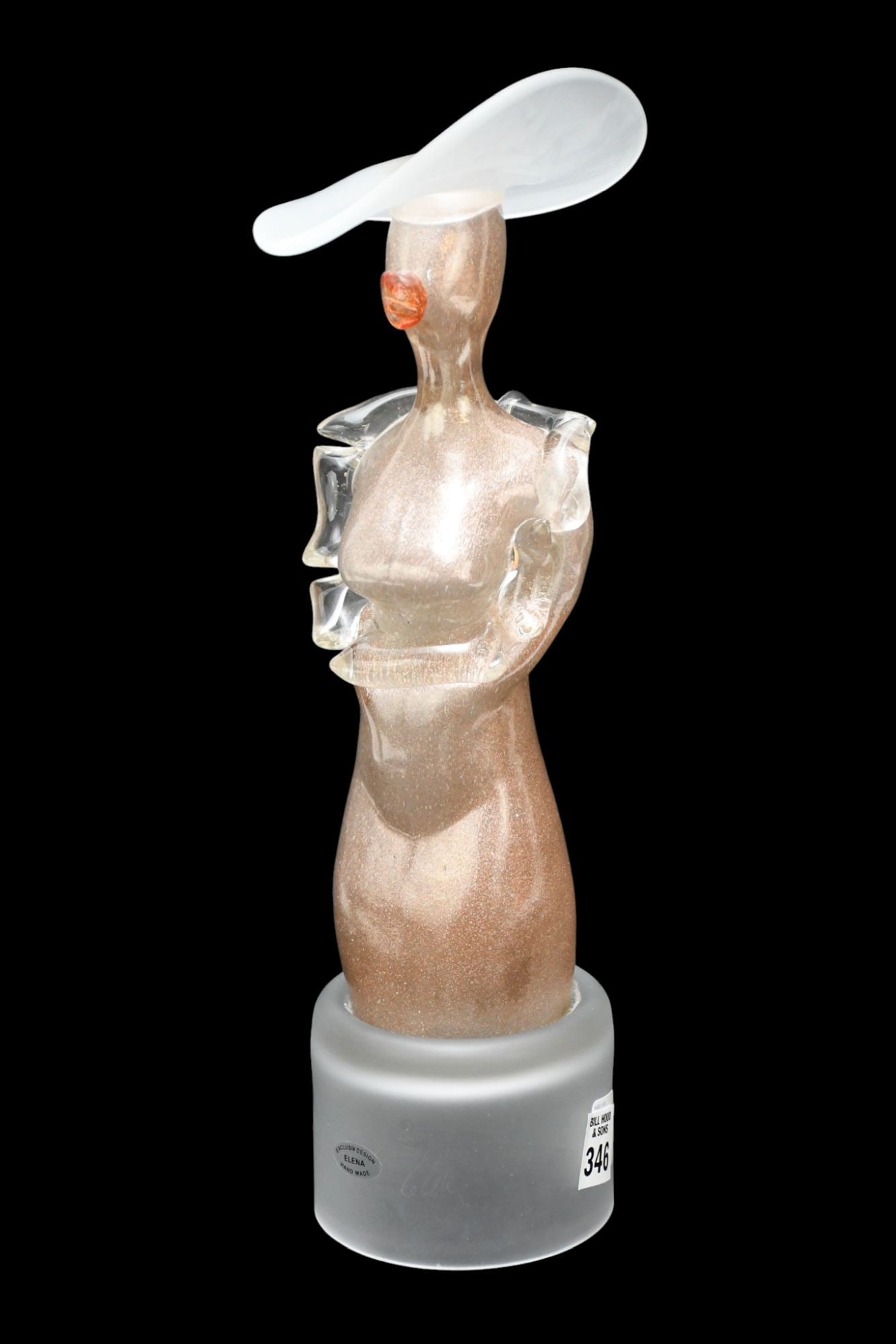 Italian Glass Figure, Female Figure with hat, Handmade Exclusive Design Elena, 14"h x 5"w (1 of 5)