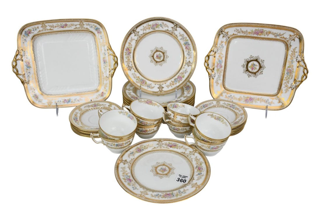 Wedgwood Porcelain Dessert Set, Floral with Gold Accents on White, incl; 8 Dessert Plates (7 (1 of 7)