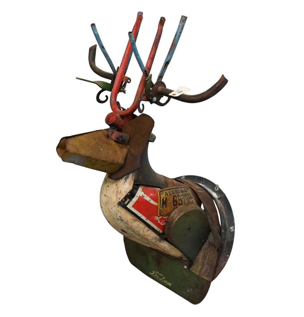 One of A Kind Assemblage Deer Head From Vintage Metal Works, 30"h x 24"w (1 of 12)