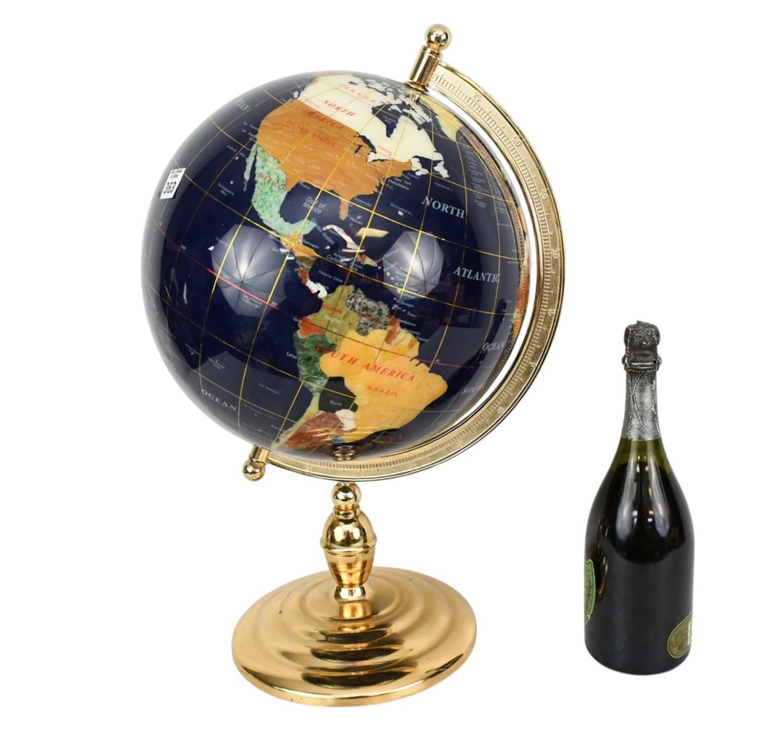 Lapis & Inlay Stone Style Table Globe (1 of 5)