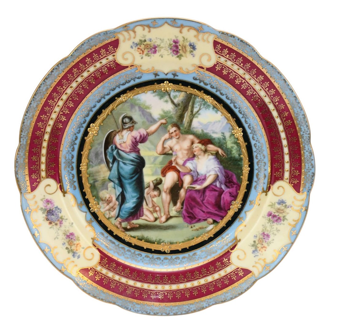 Royal Vienna Plate, Painted with Allegorical Design, 9 1/4"dia (1 of 5)