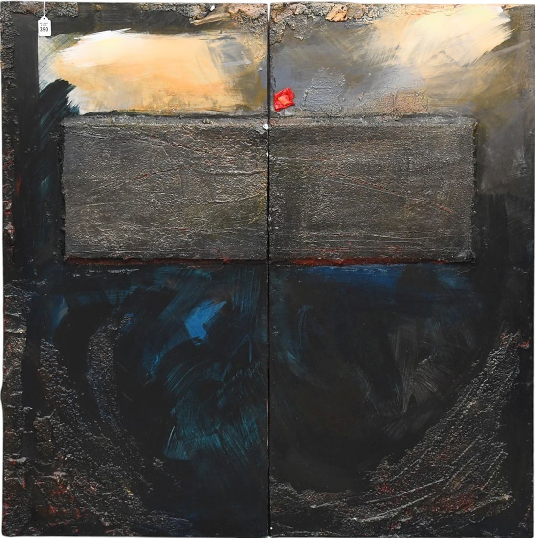 Scott W Hartley (American, 20th Century) Mixed Media on board, Tilted "Fire at Sea" From the Cyclone (1 of 9)