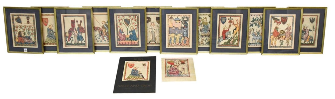 12pc. After 14th Century miniatures. Minnesingers of the Middle Ages. 15 x 12 inches. (1 of 14)