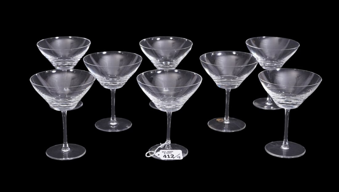 8 Lalique Crystal Mid-Century Champagnes, 5 1/2"h (1 of 7)