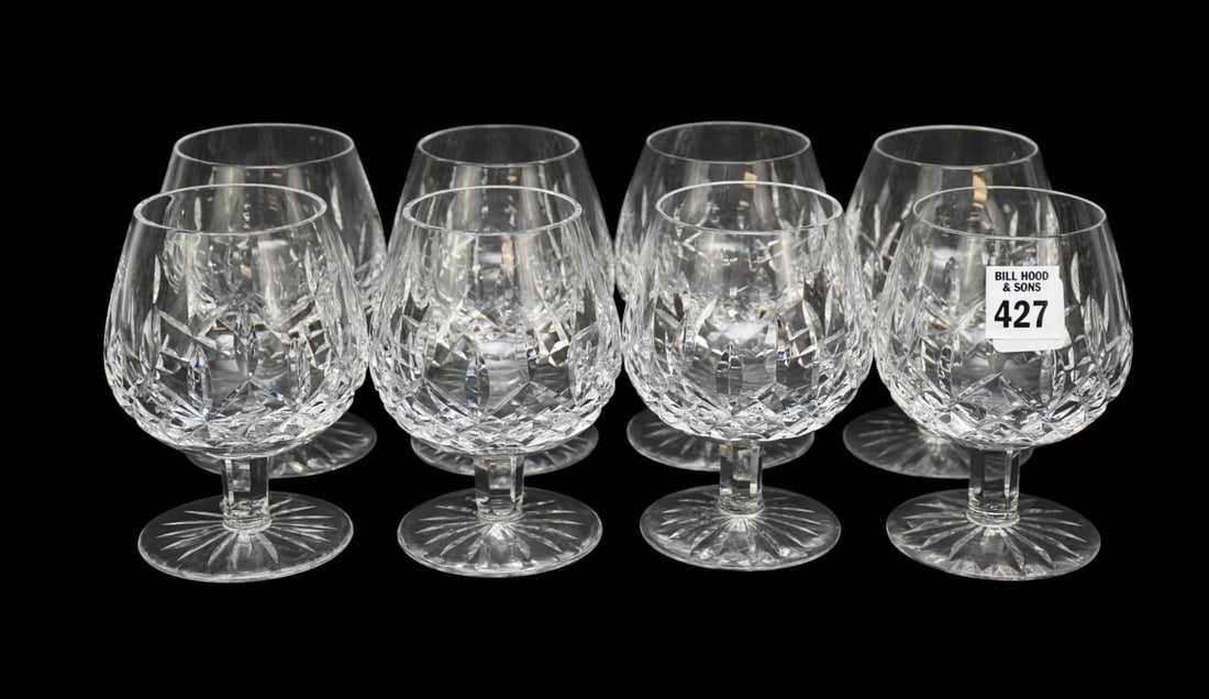 8 Waterford Crystal Lismore Brandy Snifters, 5"H x 4"w (1 of 4)
